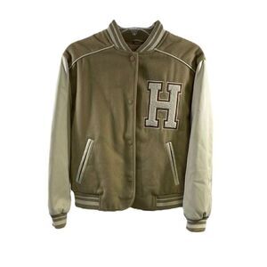 Zara NWOT Beige Contrast Varsity Bomber Jacket Size 13-14